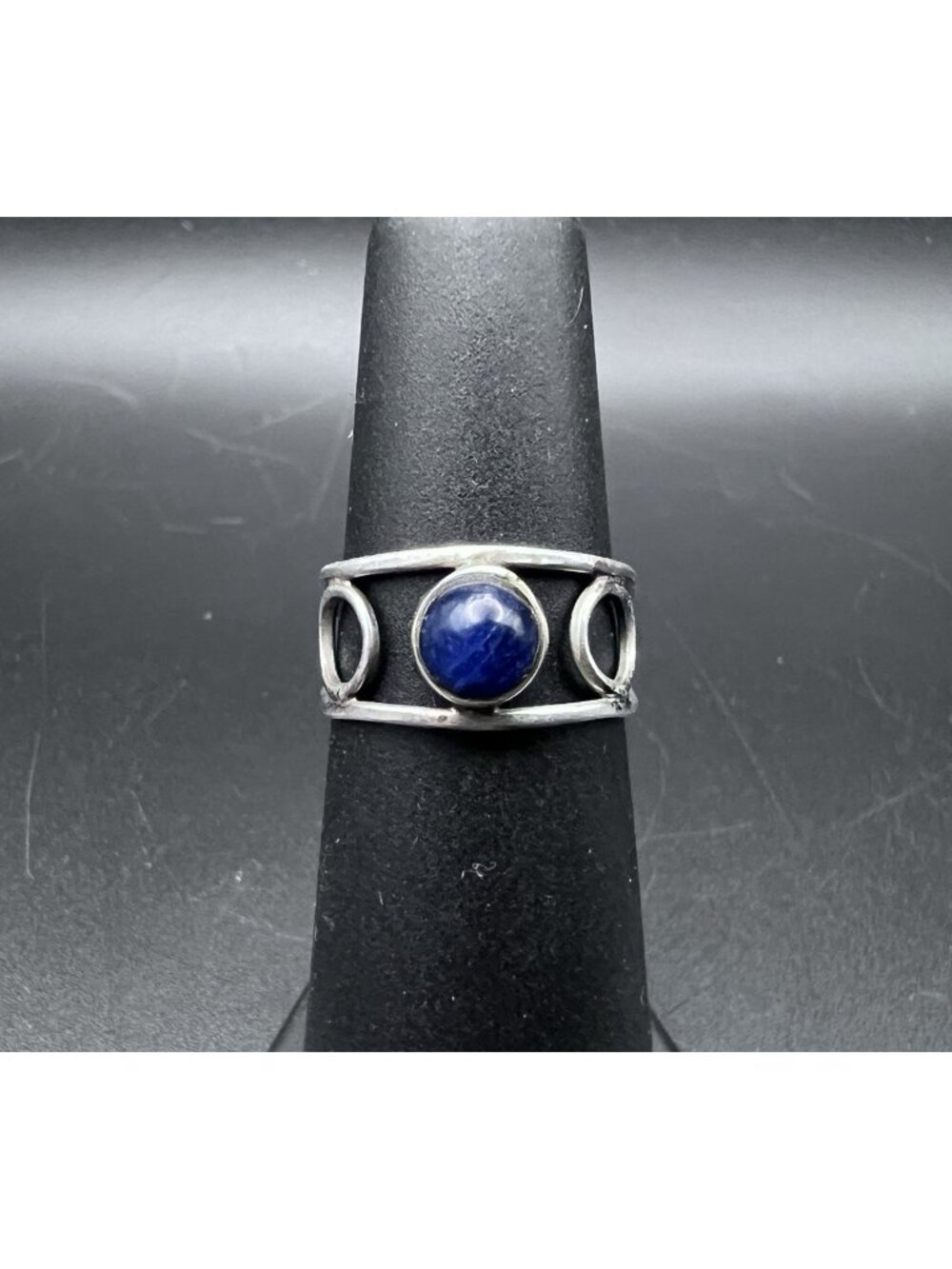 Vintage Taxco SCC Sterling Silver Lapis Lazuli Modernist Ring Mexico Size 5.25
